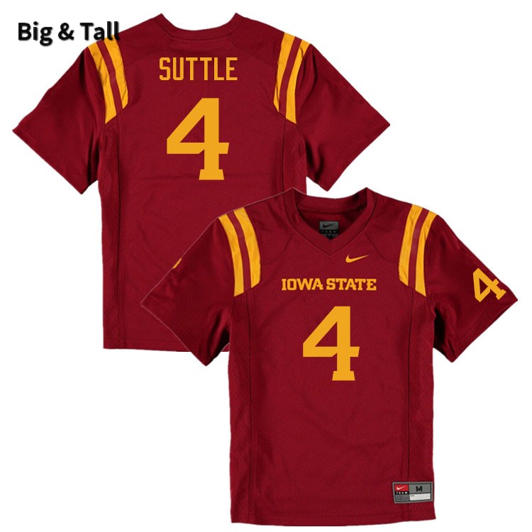 Iowa State Cyclones Men's #4 Corey Suttle Nike NCAA Authentic Cardinal Big & Tall College Stitched Football Jersey BP42Y76YM